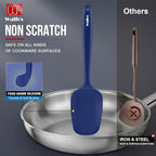 Walfos Silicone Spatula Set (5pcs) - 600℉ High Heat Resistant Kitchen Spoon Navy Blue Spatulas for Cooking Mixing & Baking, Strong Steel Core and One-Pieces Seamless Design, BPA Free Dishwasher Safe