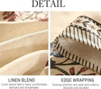 ISAENNE Designer Linen Light Beige Rectangular Tablecloth,French Colorful Floral Table Cloth,Stain Resistant Decor Tablecloths for Dining Thanksgiving Christmas Kitchen,55"*79"-Helena E