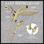 High Pressure Rain Shower Head: Upgrade Shower Heads with Handheld Spray Combo with Fixed Showerhead and 10 Sprays Handheld Shower Head, Detachable Shower head Built-in Power Jets