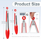 Premium Stainless Steel Heat Resistant Kitchen Tongs for cooking,set of 9" and 12" (Red),Non Scratch Silicone cooking Tong Tip for Cooking Pans,Strong Grip BBQ tongs for Grabbing Hot Food