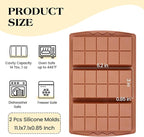 2 Pcs Dubai Chocolate Bar Mold Deep Silicone 0.85 Inch Large Stuffed Chocolate Molds Nonstick Break Apart Square Shape Thick Candy Bar Molds