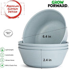 Grow Forward Premium Wheat Straw Plates and Bowls Sets - 8-Piece Wheat Straw Dinnerware Sets - Unbreakable & Reusable Microwave Safe Plastic Dinner Plates for Outdoors, RV, Camping Dishes - Glacier