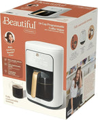 Beautiful 14-Cup Programmable Coffee Maker with Touch-Activated Display – Brew Hot Coffee Fast, Keep Warm & Auto-Pause (White Icing)