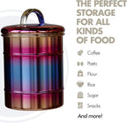 Amici Home Rainbow Metal Storage Canister | Dry Food Storage Container | Airtight Lid | 38 Ounce Capacity | Modern Home Décor | Decorative Metal Canister for Kitchen Countertop