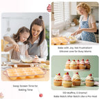 Silicone Muffin Pans for Baking 1 Pack, 2.6 Inch with Metal Reinforced Frame, Regular Size Nonstick Silicone Cupcake Pan for Baking Homemade Muffins, Cupcakes, Dishwasher Safe BPA Free-Yellow