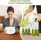 Matcha Whisk Set – Ceramic Matcha Set with Matcha Bowl, Matcha Whisk & Holder, Bamboo Scoop, Tea Towel – 5-Piece Japanese Matcha Kit for Matcha Lovers, Beginners & Gifting (Multicolor, 17oz)