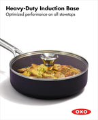 OXO Professional 3QT Saute Pan Jumbo Cooker with Lid, Hard Anodized Ceramic Nonstick Cookware PFAS-Free, Stainless Steel, Induction Suitable, Diamond Reinforced Coating Dishwasher and Oven Safe, Black