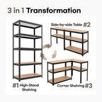 HOMEDANT House Black 5-Tier Laminated Metal Shelving Unit Adjustable Storage Utility Rack Heavy Duty Shelves Organization Shelf Kitchen Garage Pantry Closet 1Pack