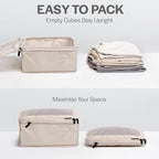 Aerotrunk Compression Packing Cubes for Travel - Luggage Organizer Bags - Double Zipper Packing Cubes for Suitcases (4-Pack, Beige)