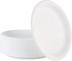PLASTICPRO 9 inch Round Plastic Plates Microwaveable, Disposable, White, Dinnerware 100 Count