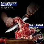 8PCS Chef Butcher Fish Knife Set for Meat Cutting with Roll Bag, Hand Forged Meat Cleaver Knife Boning Carving Knife Set for Home、Camping、BBQ