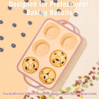 Silicone Jumbo Muffin Pan with Metal Frame, Non Stick Food Grade Silicone Large Muffin Pan, with Handles 6 Cup,BPA-Free and Dishwasher Safe, Jumbo Cupcake Pans - 2 Piece Yellow