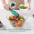 480ºF Heat Resistant Kitchen Tong: U-Taste 7in Silicone Cooking Tong with Firm Sealed Non Stick Rubber Tips & Silicon Coated 18/8 Stainless Steel Handle & Smooth Locking for Serving Salad (Aqua Sky)