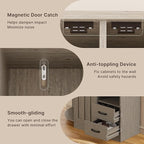 Gizoon 60.4" Pantry Cabinet with Coffee Bar, Tall Kitchen Pantry Storage Cabinet with Microwave Stand and 2 Drawers, Farmhouse Hutch with 4 Open Tiers for Dining Room and Kitchen Organization, Grey