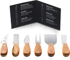 Harvest 6-Piece Cheese Knife Set (Gift-Ready) - Premium Stainless Steel Cheese Knives with Rivets, Full Tang Blades and Teak Wood Handle Charcuterie Board Accessories w/ 15 Festive Recipes