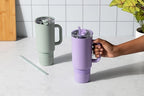 Ello Port 40oz Tumbler with Carry Loop & Integrated Handle, Vacuum Insulated Stainless Steel Reusable Water Bottle, Travel Mug with Leak Proof Lid & Straw, Perfect for Iced Coffee & Tea, Lilac