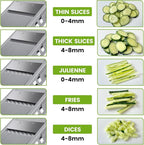 Safer Mandoline Food Slicer, Thickness Adjustable Vegetable Chopper, Onion Slicer Tomato Cutter Dicer, Multifunctional Kitchen Food Fruit Chopper