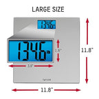 Taylor Digital Scales for Body Weight, High 400 LB Capacity, Brushed Stainless Steel Thin Glass Platform, Unique Blue LCD, Durable Platform, 11.8 x 11.8 Inches, Stainless Steel