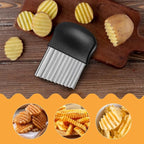 Large Crinkle Cutter, Stainless Steel Wavy Cutter with Non-Slip Handle, French Fry Cutter, Crinkle Potato Slicer, Chopping Tools for Potatoes Carrot Fruit Vegetable (A Set: 1 Pcs)