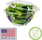 Mr Miracle Clear 24 Ounce Plastic Salad Bowls with Snap-On Lids. 50 Pack. Airtight Disposable Salad Containers for Lunch, Meal Prep, Parties. Ideal as Disposable Salad Bowls with Lids