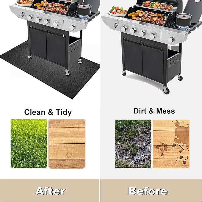 BBQ Grill Mat for Outdoor Grill, 51 x 36 inches Heavy Duty Thickened Under Grill Mats, Oil-Proof Waterproof Floor Protector for Deck and Patio