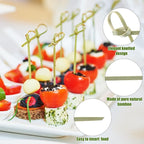 Nuogo 1000 Pcs Bamboo Cocktail Picks 4.13 Inch Bamboo Skewers Fruit Toothpicks for Appetizers Drink Garnish Sticks Handmade Food Pick with Looped Knot for Party Bar Snacks Sandwiches Drinks