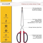 Stainless Steel Scissor Tongs with Comfort-Grip Handle 12-Inch, Set of 2