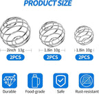 6 PCS Shaker Ball,Large Size 304 Stainless Wire Whisk ball for Mixing Powders,Protein Shakes,Drinks,Shaker Cup Mixer (2 '',1.8'',1.2'')