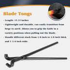 Blacksmith Tongs Knife Making Tongs Set V-Bit Blade Tongs, Flat Tongs, Blade Tongs, Wolf Jaw Tongs, Assembled Blacksmithing Bladesmith Steel Forge Tongs (4PCS)