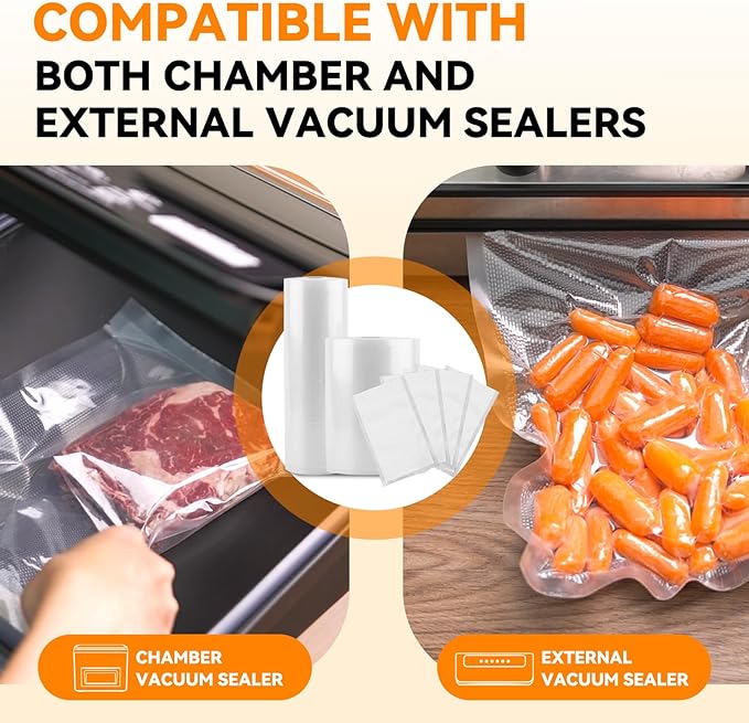[2024 New] 8" x 50' 3 Rolls, Vacuum Sealer Rolls Bags for Food, Great for Food Storage, Sous Vide and Meal Prep, Wevac Lite