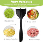 QPQ Good Grips Scoop And Avocado Masher Tool, Guacamole Masher- Slicing & Smashing, Ergonomic Non-Slip Handle, Perfect for Guacamole, Soft Fruits & Vegetables (Black)