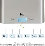 Food Kitchen Scale, Digital Grams and Oz for Cooking, Baking, and Weight Loss, Multifunction Food Meat Scale with LCD Display（Stainless Steel）