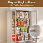 70.8" Tall Farmhouse Kitchen Pantry Cabinet with Glass Doors, Modular Storage Cabinet with 6-Tier Adjustable Shelves, White, Wooden Hutch for Kitchen, Living Room
