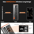 Wireless Meat Thermometer Digital-5.3 Bluetooth for Stable 800ft APP Control (iOS&Android), 10mins Charge for 24H Use Meat Probe, Accuracy ±0.5°F, Instant Read Meat Thermometer for BBQ, Grill, Oven