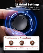 SHARDOR Burr Coffee Grinder 3.0, 32 Grind Settings for Espresso, Pour Over, Drip, and French Press, Adjustable Timer, Easy-Clean Chamber for Home Brewing