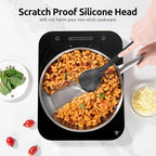600ºF Heat Resistant Silicone Spoon: U-Taste 13.3in Solid Kitchen Cooking Spoon, Nonstick Food Grade Large & Long Soup Rubber Utensil for Mixing, Serving, Stirring, Basting, for Pot Cookware (Black)