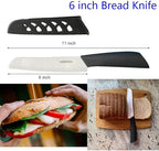 Ceramic Knife Set Knives Set for Kitchen Ceramic Kitchen Knives Colored w Sheath 6" Bread Knife 6" Chef Knife 5" Utility Knife 4" Fruit Knife 3" Paring Knife 1 Peeler Colorful Rust Free Proof