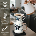 Ceramic Pour Over Coffee Maker Set, Ceramic Coffee Dripper with Single Hole, Coffee Pot & 100 Paper Filters for Home, Travel, Camping (1-4 Cup)