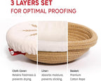 KneadAce Cotton Rope Banneton Bread Proofing Basket Set, 2 x Round Bread Basket with Liners & Covers for Artisan Bread Baking, Sourdough Bread Baking Supplies