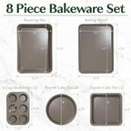 Goodful All-In-One Nonstick Bakeware Set, Stackable and Space Saving Design includes Round and Square Pans, Muffin Pans, Cookie Sheet and Roaster, Dishwasher Safe, 8-Piece, Terracotta