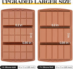 2 Pcs Chocolate Bar Mold Deep Dubai 0.85 Inch Stuffed Chocolate Molds Silicone Large Break Apart Silicone Molds (10 Snap + 5 Snap）