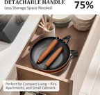 YUTANN 12 Inch Nonstick Cast Iron Pan - Pre-Seasoned Skillet with Oil-Saving Diamond Pattern, Removable Handle, Oven Safe, Healthy & Durable Cooking