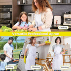 ROTANET Extra Large Apron for Men Adjustable Bib Aprons with 2 Pockets Cooking Kitchen Women Chef Water & Oil Resistant