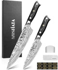 MOSFiATA 2Pcs Chef Knife Set, Sharp Kitchen Knife High Carbon German EN1.4116 Stainless Steel Cooking Knife, 9"&6" Chopping Knife Kitchen Knives Set with Ergonomic Handle, Gift Box
