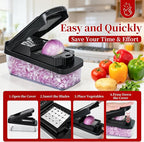 Vegetable Chopper Slicer Food Chopper with Container Veggie Dicer Cutter Salad Chopper Mandoline Slicer Cheese Grater Includes Hand Guards and Gloves & Kitchen Gadgets