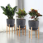 12/10/9 Large Modern Plant Pots, Plastic Planters with Drainage Holes and Saucers for Indoor Outdoor Plants Flowers, Black Speckles