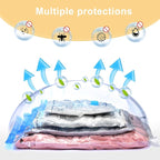 Vacuum Bags for Travel, 12 Pack with Hand Pump, Space Saver Vacuum Storage Bags, Travel Essentials, Clothes, Blankets, Pillows