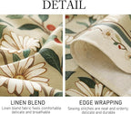 ISAENNE Designer Green Linen Extra Long Tablecloth Rectangle,Floral French Country Indoor Table Cloth,Stain Resistant Home Decor Tablecloths for Dining Kitchen Thanksgiving Party,63"*110"-Brune