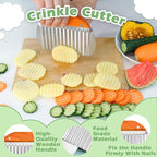 Suuker Large Crinkle Cutter for Veggies,French Fry Cutter with Wooden Handle,Potato Slicer French Fries Chopper,Potato Chip Slicer,Crinkle Cut Fries,Wavy Knife for Cucumber,Carrot,Carrot Chopper