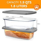 Glass Loaf Pans With Lids - 1.9 Qt for Baking Bread | Oven, Dishwasher, Fridge, Freezer & Microwave Safe | Suit for Lasagna, Meatloaf, Banana Bread - 2Pcs